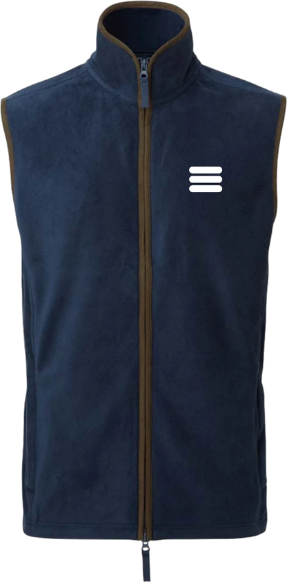 Navy ACSIS Artisan fleece gilet front with white logo