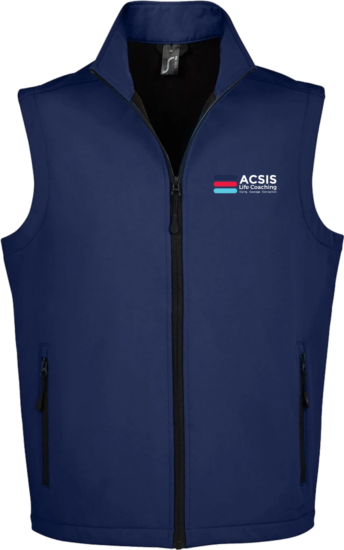 ACSIS Race Soft Shell Bodywarmer Navy Full Colour logo