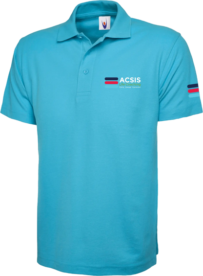 Sky Blue ACSIS polo shirt with full colour logo