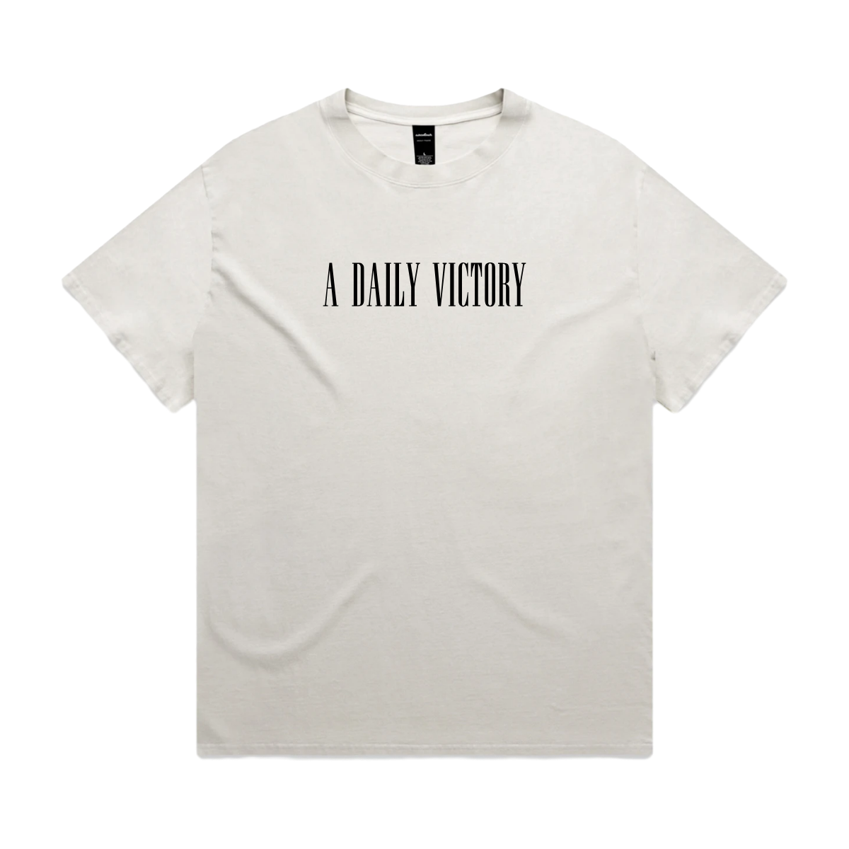 A Daily Victory heavy faded t-shirt in Bone, front
