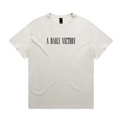 A Daily Victory heavy faded t-shirt in Bone, front