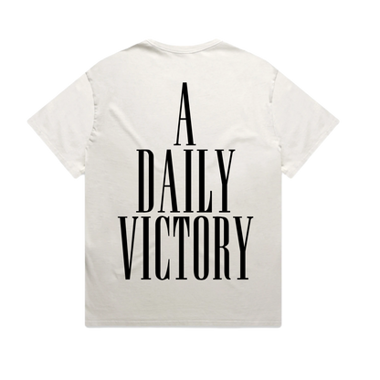A Daily Victory heavy faded t-shirt in Bone, back