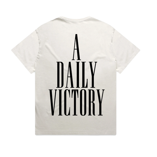A Daily Victory heavy faded t-shirt in Bone, back