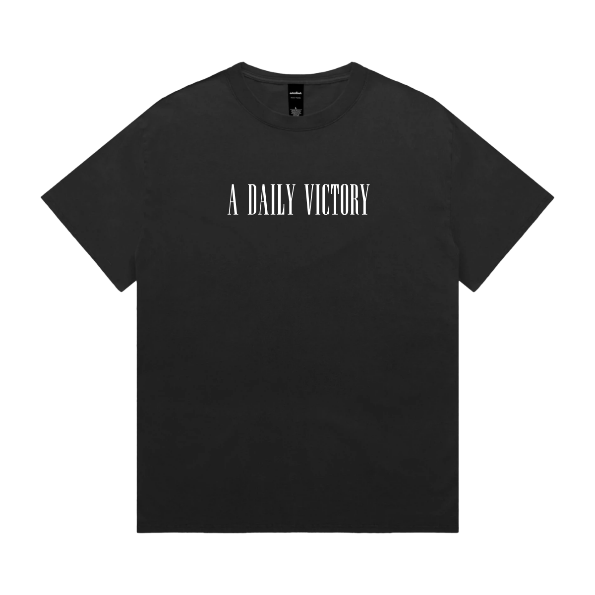 A Daily Victory heavy faded t-shirt in Black, front