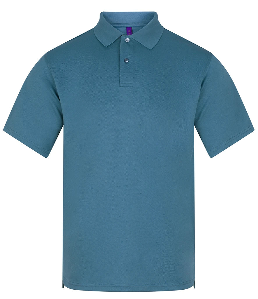 Henbury H475 Coolplus wicking piqué polo shirt in Airforce Blue