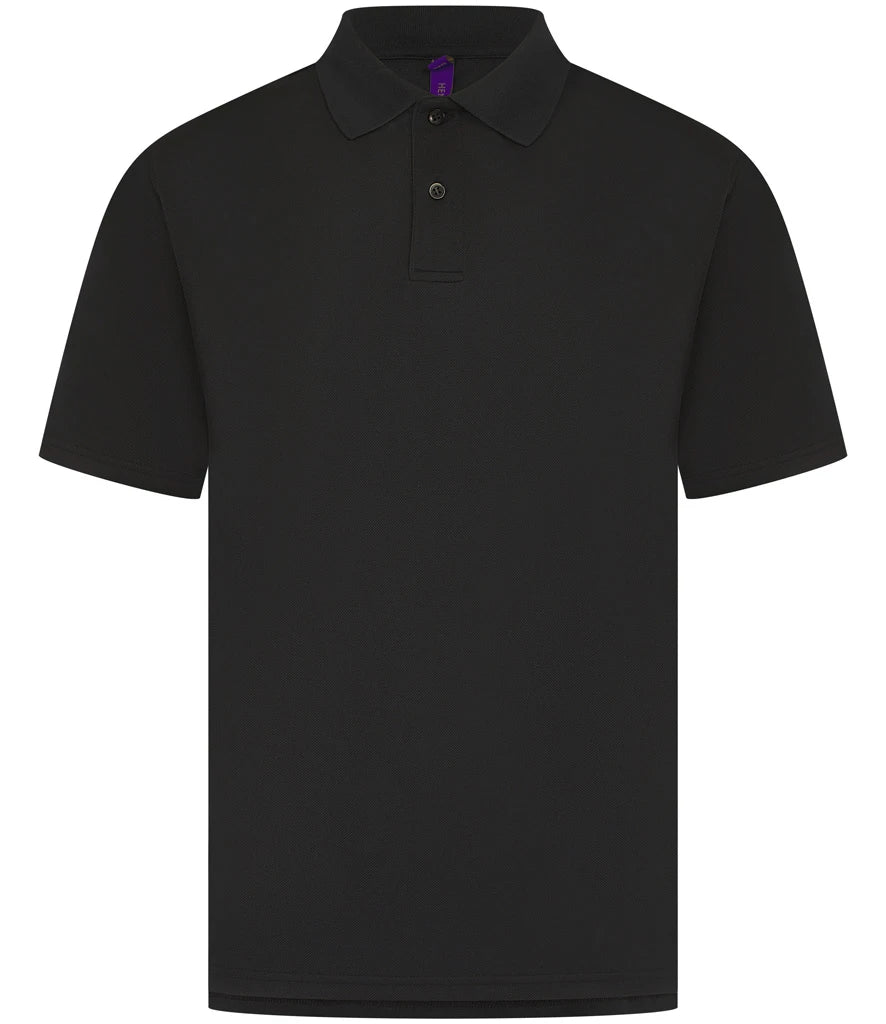 Henbury H475 Coolplus wicking piqué polo shirt in Black