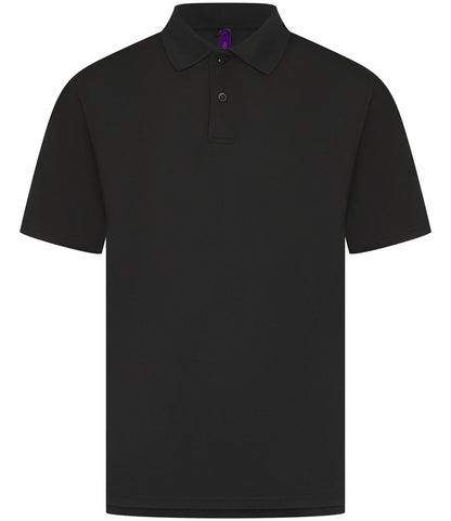 Henbury H475 Coolplus wicking piqué polo shirt in Black