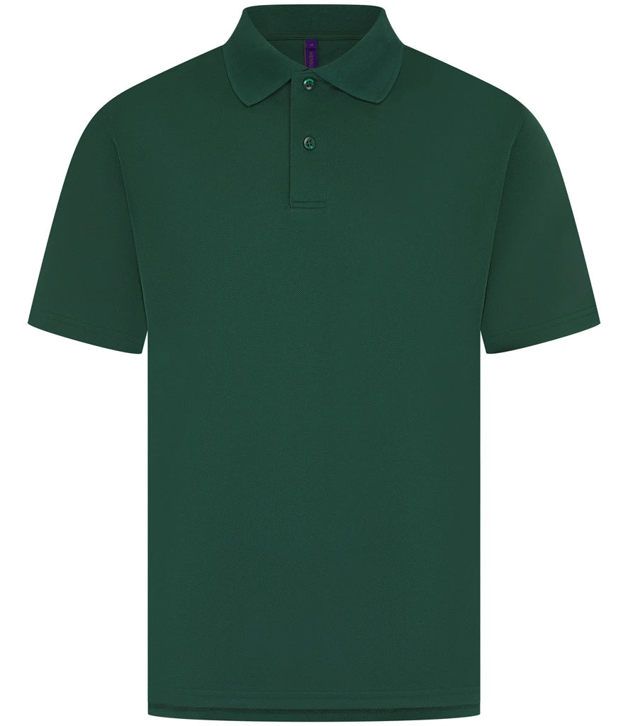 Henbury H475 Coolplus wicking piqué polo shirt in Bottle Green