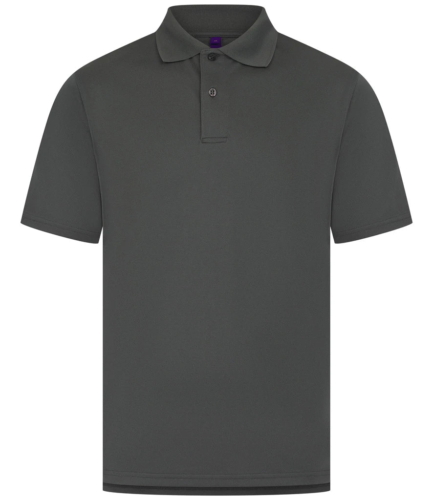 Henbury H475 Coolplus wicking piqué polo shirt in Charcoal