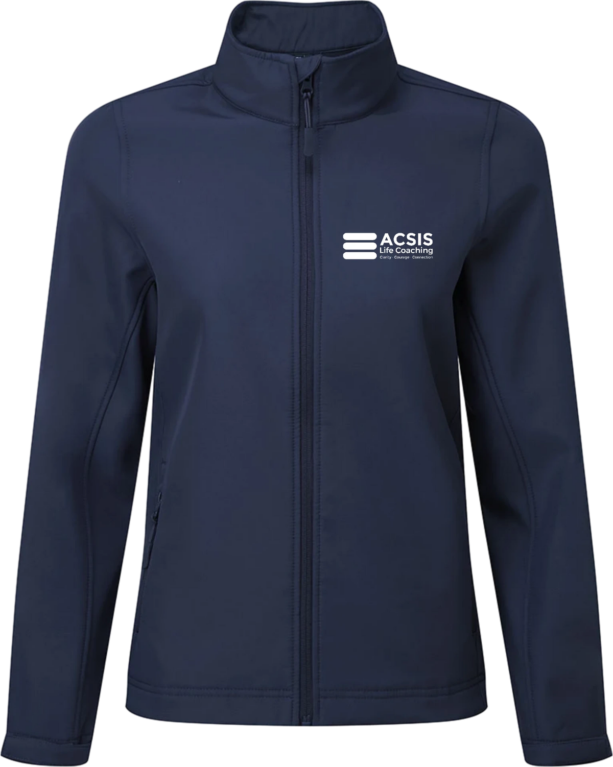 ACSIS Soft Shell Jacket Navy Female White logo