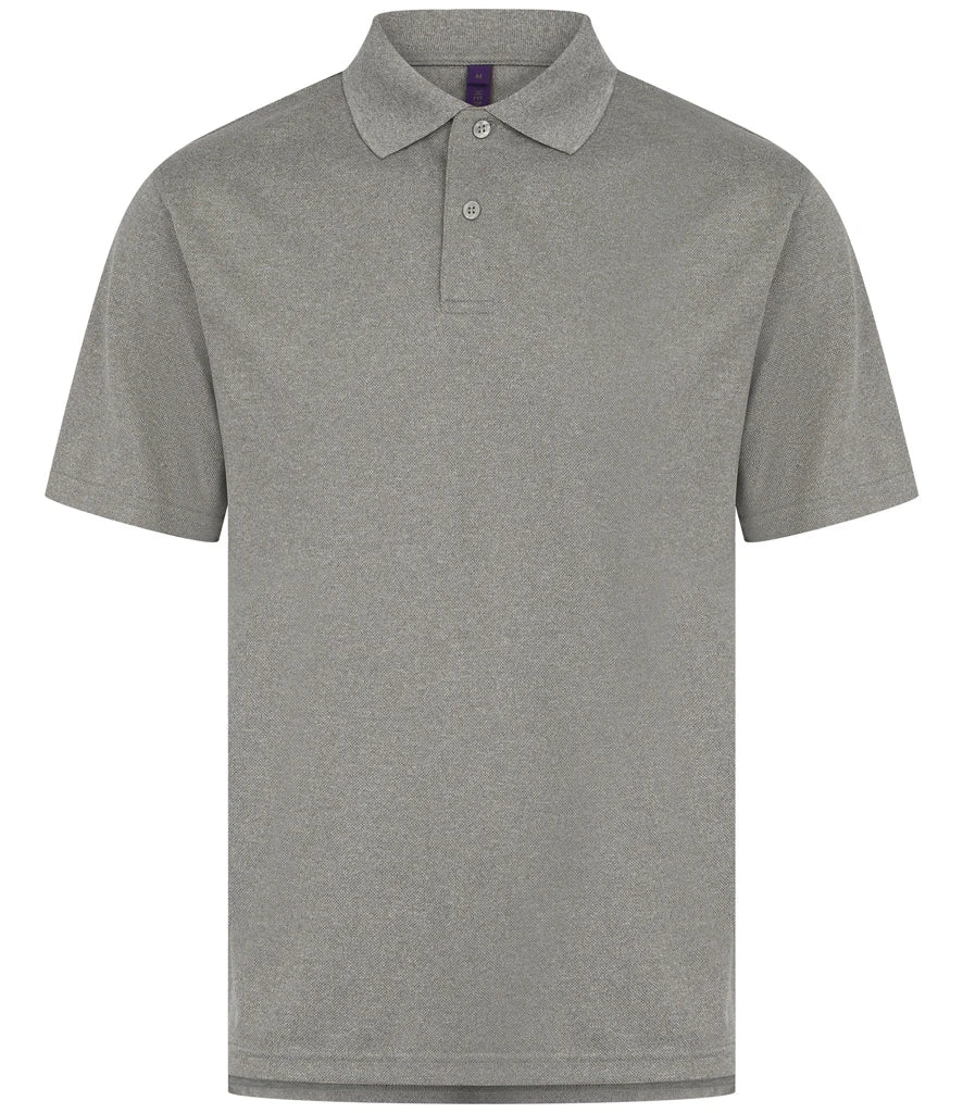 Henbury H475 Coolplus wicking piqué polo shirt in Heather Grey