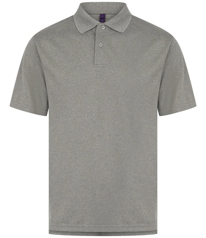 Henbury H475 Coolplus wicking piqué polo shirt in Heather Grey