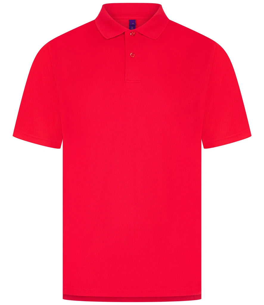 Henbury H475 Coolplus wicking piqué polo shirt in Red