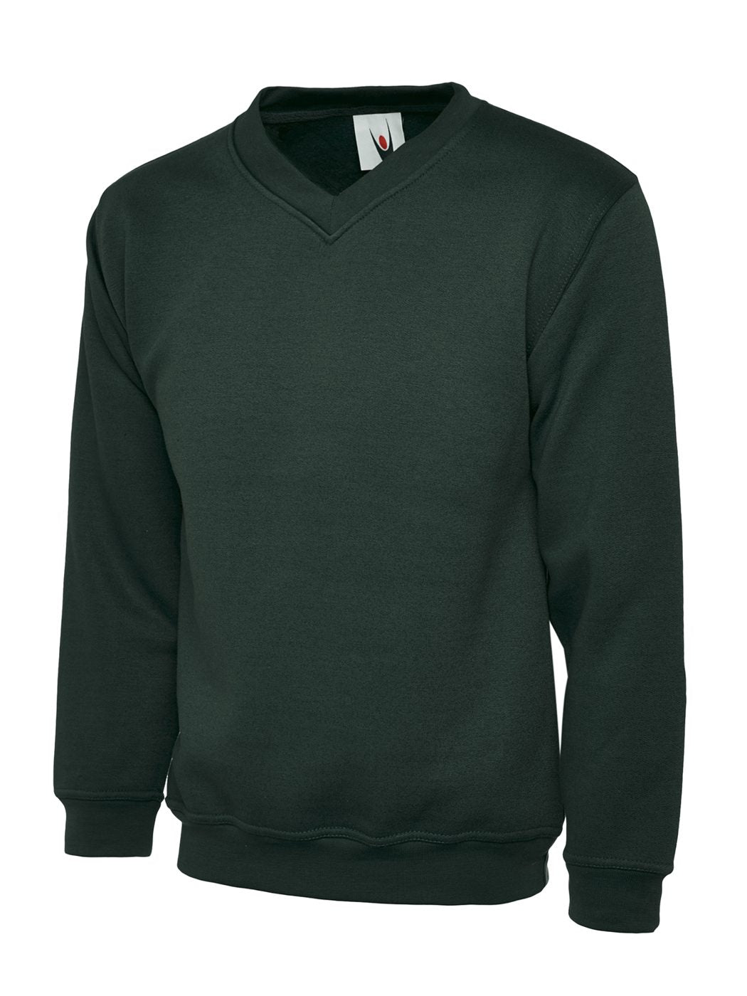 Uneek UC206 childrens V neck sweatshirt in Bottle Green