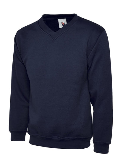 Uneek UC206 childrens V neck sweatshirt in Navy