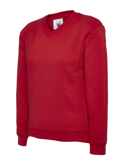 Uneek UC206 childrens V neck sweatshirt in Red