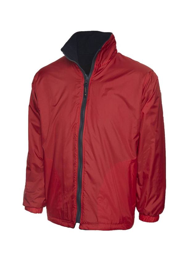 Uneek UC606 childrens reversible fleece jacket in Red/Navy