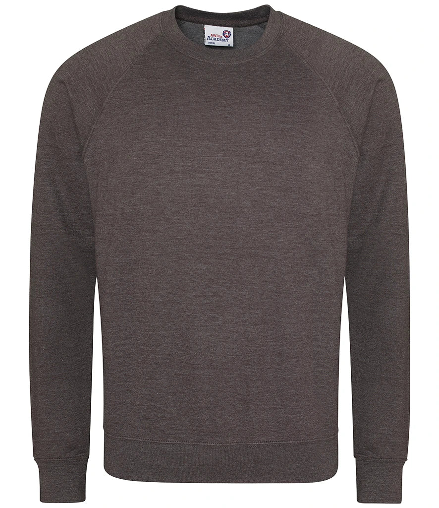 AWDis Academy AC001 AWDis Academy Senior Raglan Sweatshirt in Charcoal