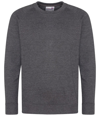 AWDis Academy AC001B AWDis Academy Kids Raglan Sweatshirt in Charcoal
