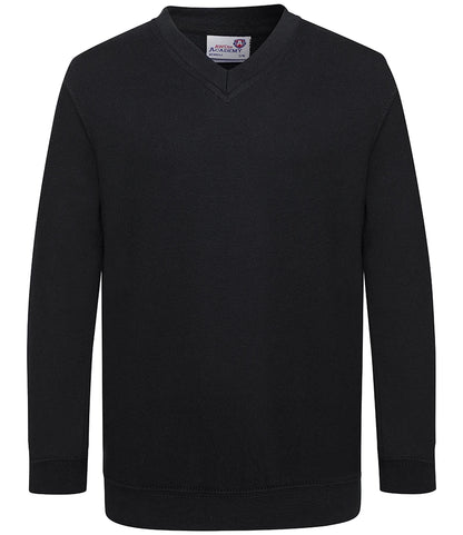 AWDis Academy AC003B AWDis Academy Kids V Neck Sweatshirt in Black