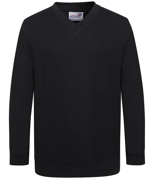 AWDis Academy AC003B AWDis Academy Kids V Neck Sweatshirt in Black