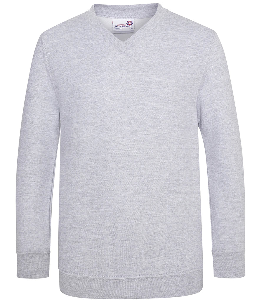 AWDis Academy AC003B AWDis Academy Kids V Neck Sweatshirt in Grey