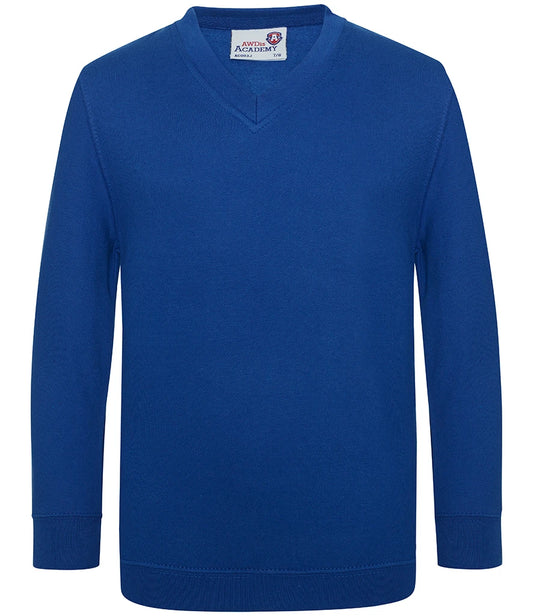 AWDis Academy AC003B AWDis Academy Kids V Neck Sweatshirt in Deep Royal