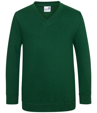 AWDis Academy AC003B AWDis Academy Kids V Neck Sweatshirt in Green