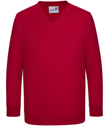 AWDis Academy AC003B AWDis Academy Kids V Neck Sweatshirt in Red