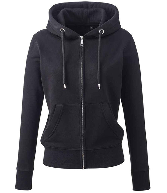 Anthem AM04 Ladies Organic Full Zip Hoodie in Black