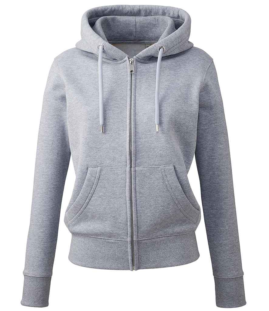 Anthem AM04 Ladies Organic Full Zip Hoodie in Grey Marl