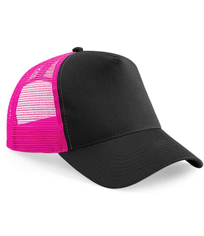 Beechfield BB640 Snapback Trucker Cap in Black/Fuchsia