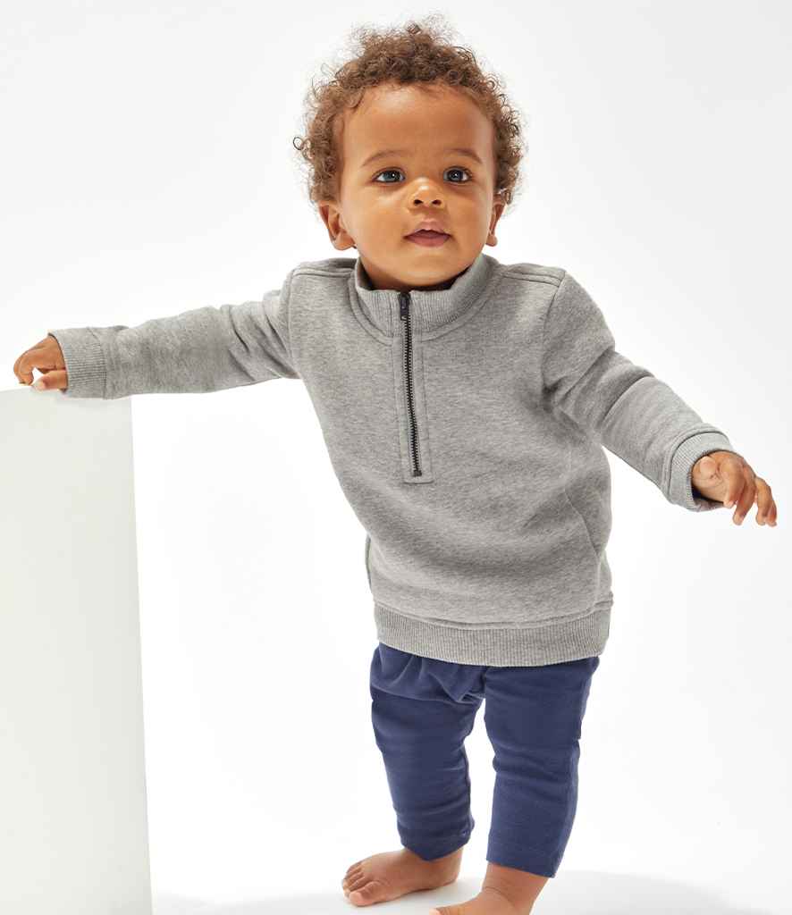 Babybugz BZ66 BabyBugz Baby 1/4 Zip Sweatshirt in Heather Marl
