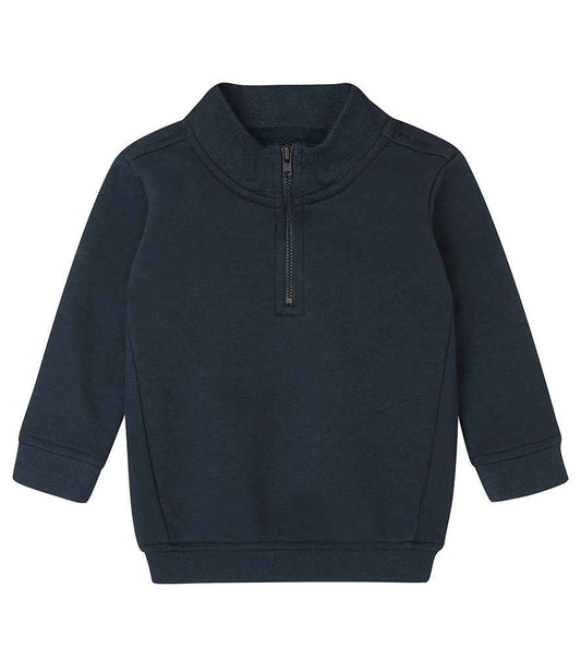 Babybugz BZ66 BabyBugz Baby 1/4 Zip Sweatshirt in Navy
