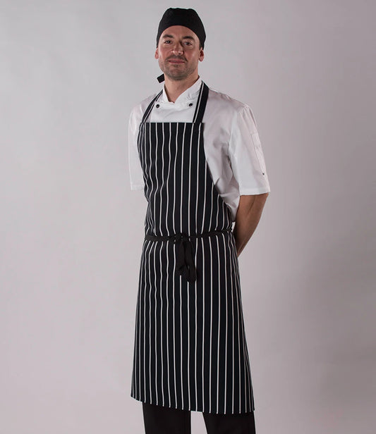 Dennys DE145 Stripe Bib Apron in Navy/White