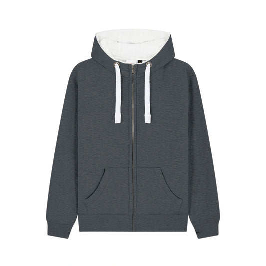 Cottonridge F15 Venus Sherpa Fleece Zip Hoodie — Black Melange