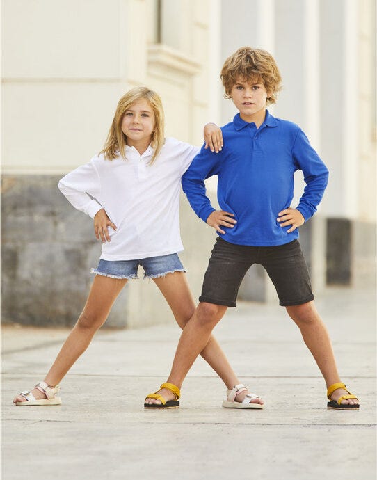 Fruit of the Loom kids long sleeve school polo shirt