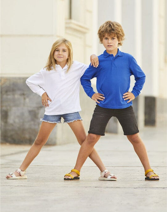 Fruit of the Loom kids long sleeve school polo shirt