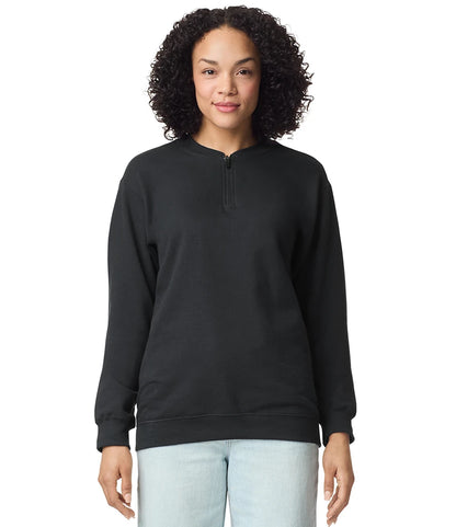 Gildan GD612 Gildan SoftStyle® Midweight Fleece 1/4 Zip Sweatshirt in Black