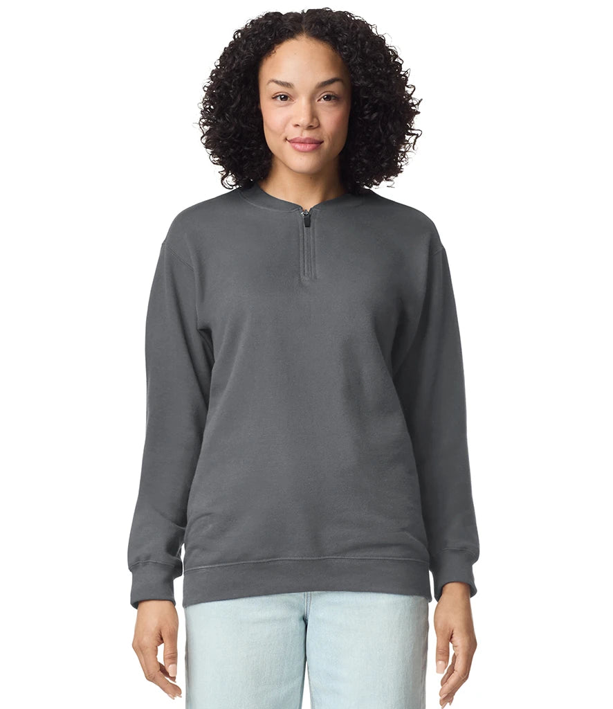 Gildan GD612 Gildan SoftStyle® Midweight Fleece 1/4 Zip Sweatshirt in Charcoal
