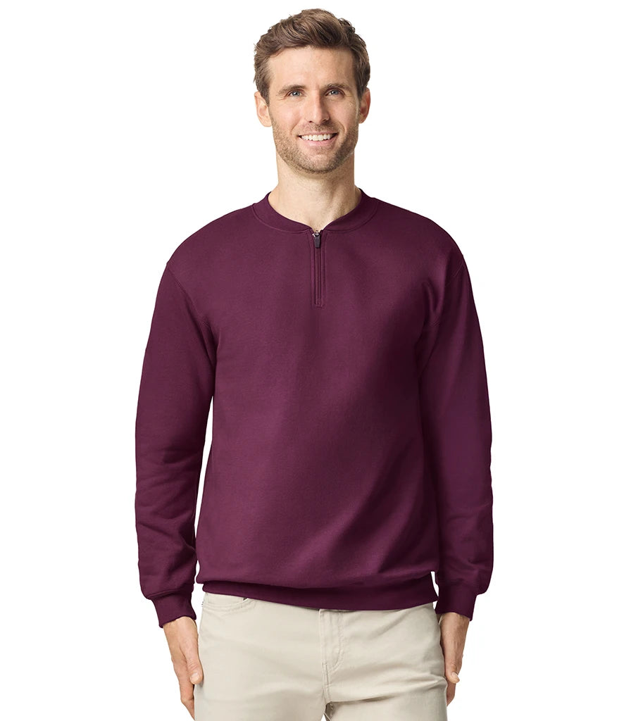 Gildan GD612 Gildan SoftStyle® Midweight Fleece 1/4 Zip Sweatshirt in Maroon