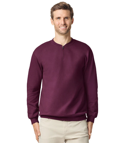 Gildan GD612 Gildan SoftStyle® Midweight Fleece 1/4 Zip Sweatshirt in Maroon