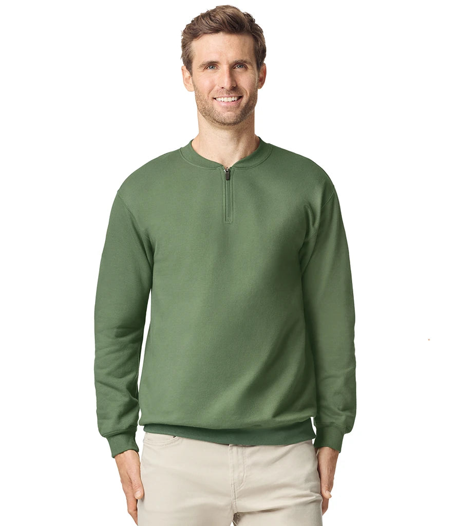 Gildan GD612 Gildan SoftStyle® Midweight Fleece 1/4 Zip Sweatshirt in Military Green