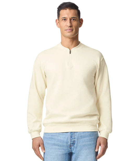 Gildan GD612 Gildan SoftStyle® Midweight Fleece 1/4 Zip Sweatshirt in Off White