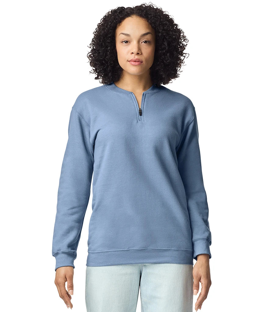 Gildan GD612 Gildan SoftStyle® Midweight Fleece 1/4 Zip Sweatshirt in Stone Blue
