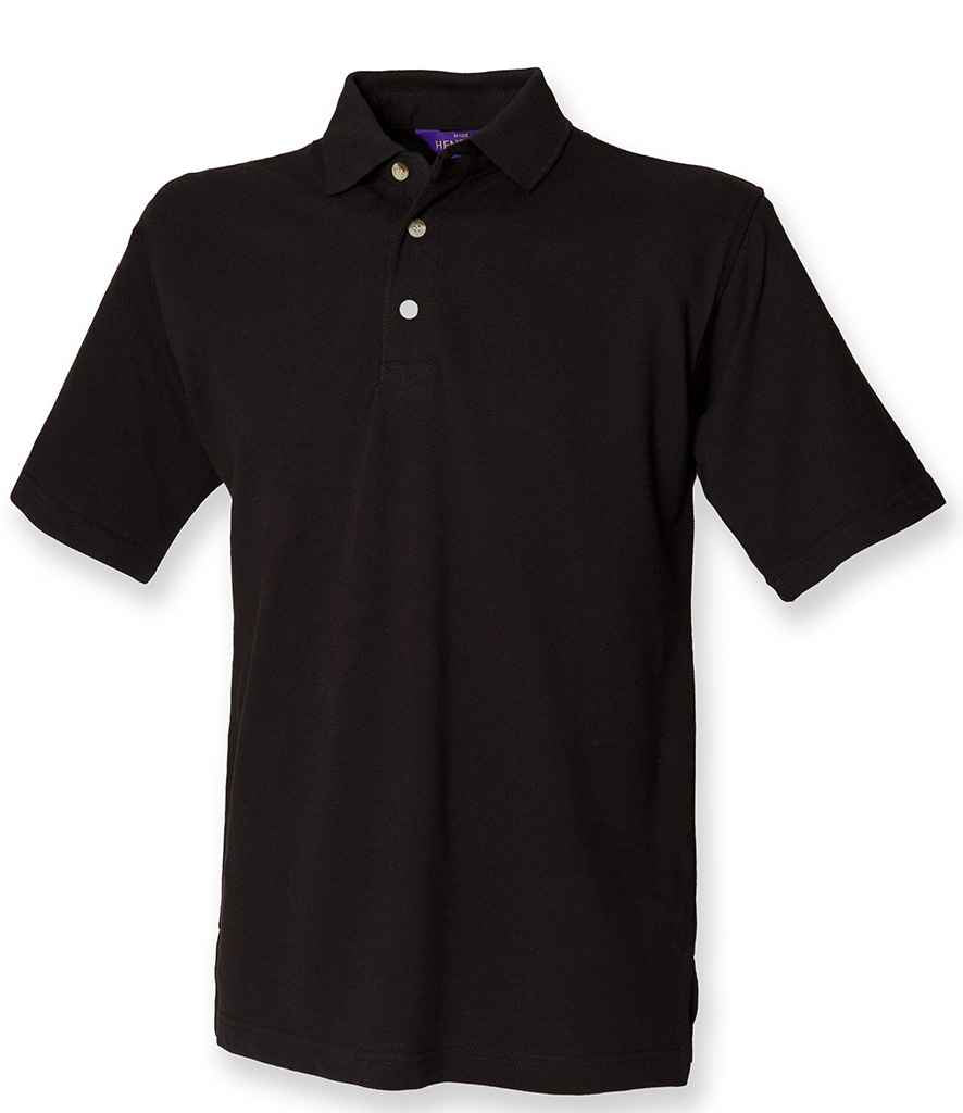 Henbury H100 Classic Heavy Cotton Piqué Polo Shirt in Black