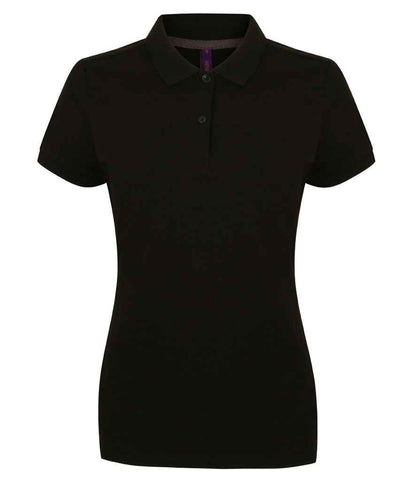 Henbury H102 Ladies Modern Fit Cotton Piqué Polo Shirt in Black