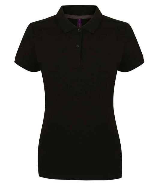Henbury H102 Ladies Modern Fit Cotton Piqué Polo Shirt in Black