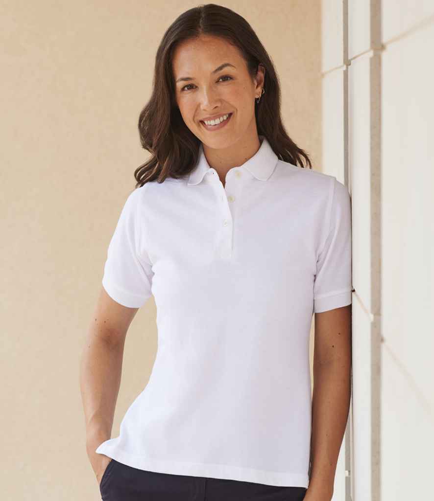 Henbury H121 Ladies Classic Cotton Piqué Polo Shirt in White