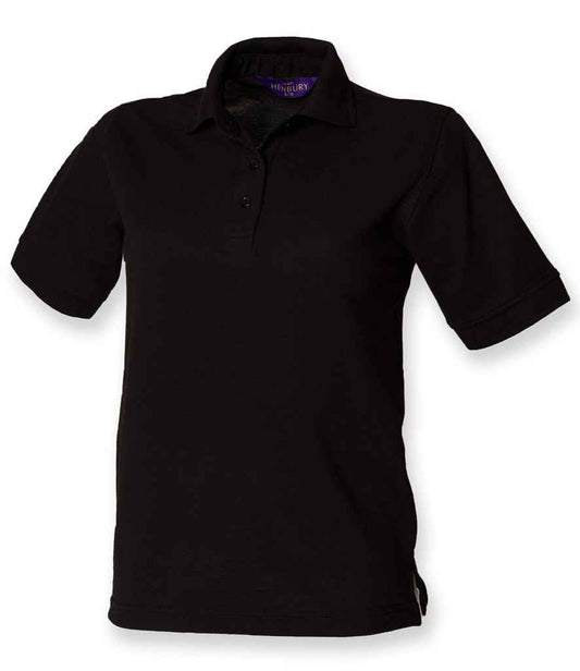 Henbury H401 Ladies Poly/Cotton Piqué Polo Shirt in Black